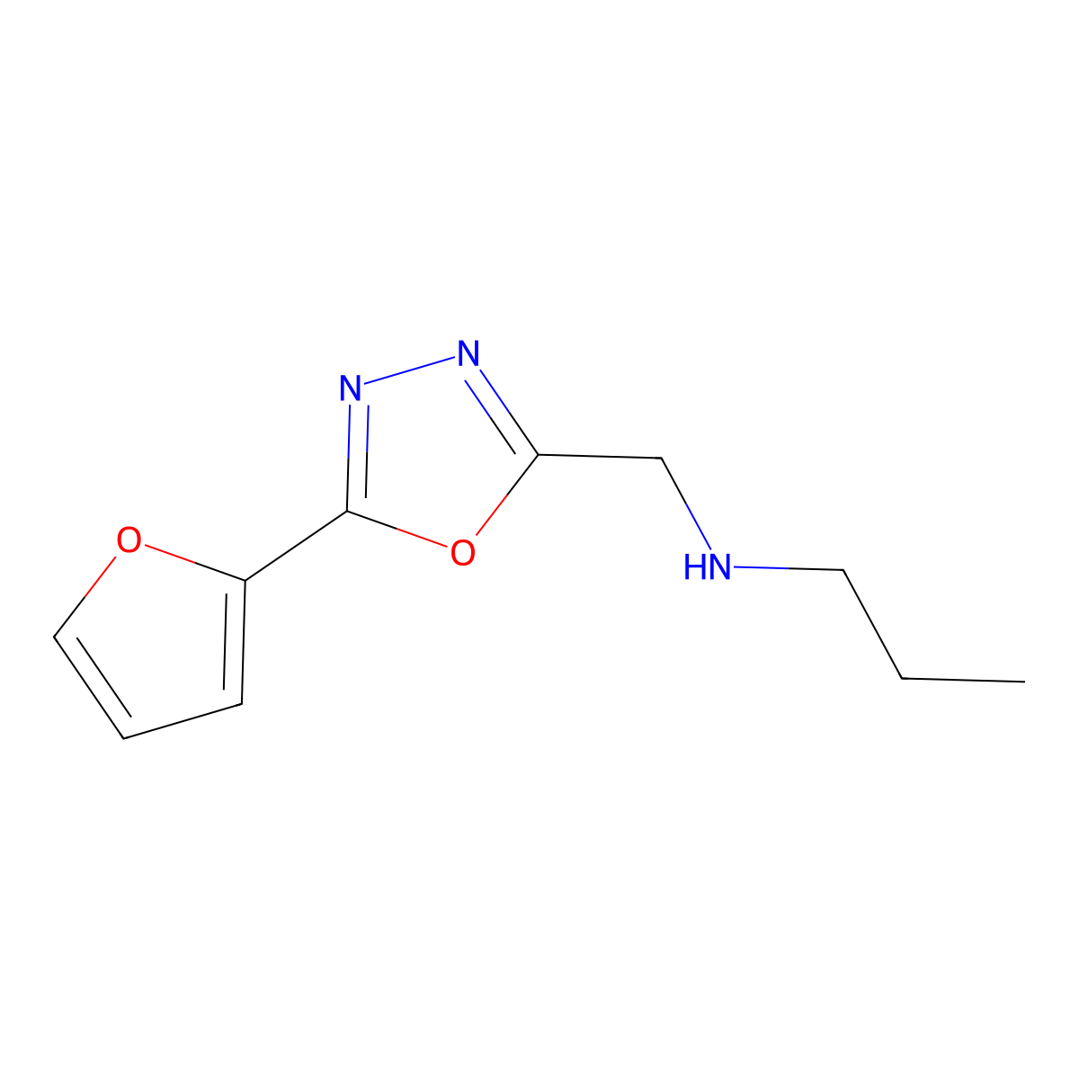 {[5-(Furan-2-yl)-1,3,4-oxadiazol-2-yl]methyl}(propyl)amine molecular structure, CAS 851169-06-7