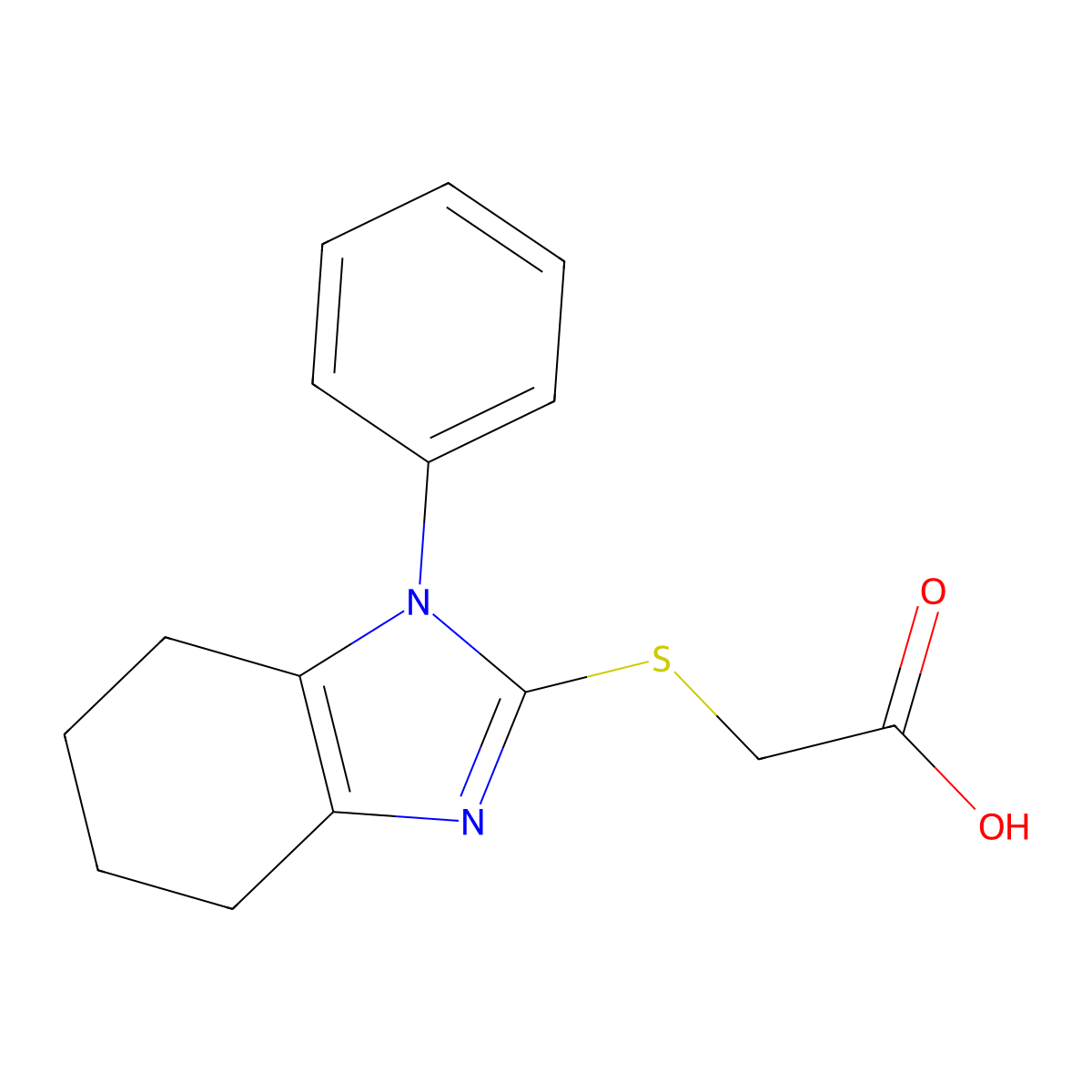 2-[(1-phenyl-4,5,6,7-tetrahydro-1H-1,3-benzodiazol-2-yl)sulfanyl]acetic acid molecular structure, CAS 851169-09-0