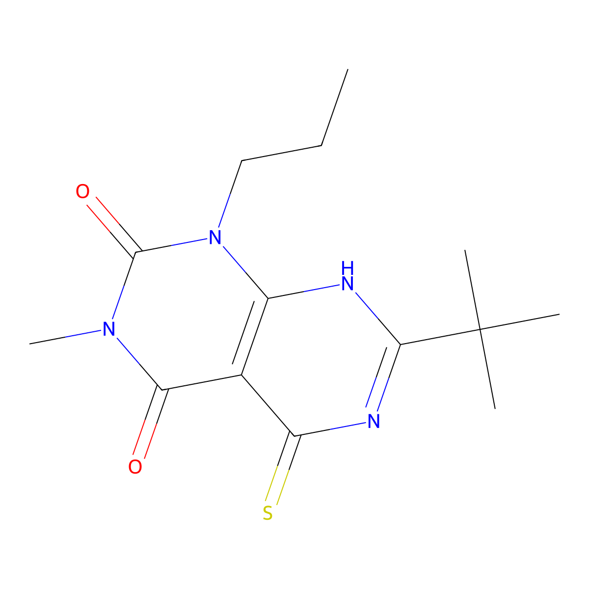 7-tert-butyl-3-methyl-1-propyl-5-sulfanyl-1H,2H,3H,4H-[1,3]diazino[4,5-d]pyrimidine-2,4-dione molecular structure, CAS 851169-17-0