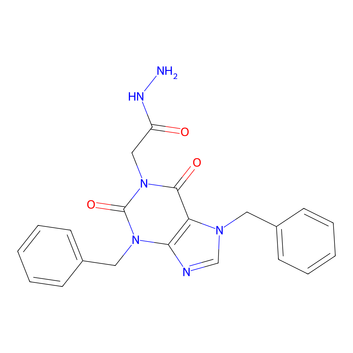 2-(3,7-dibenzyl-2,6-dioxo-2,3,6,7-tetrahydro-1H-purin-1-yl)acetohydrazide molecular structure, CAS 851169-19-2
