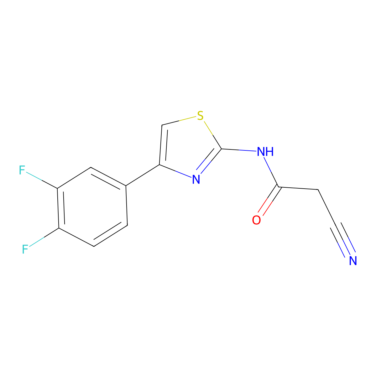 2-cyano-N-[4-(3,4-difluorophenyl)-1,3-thiazol-2-yl]acetamide molecular structure, CAS 851169-21-6