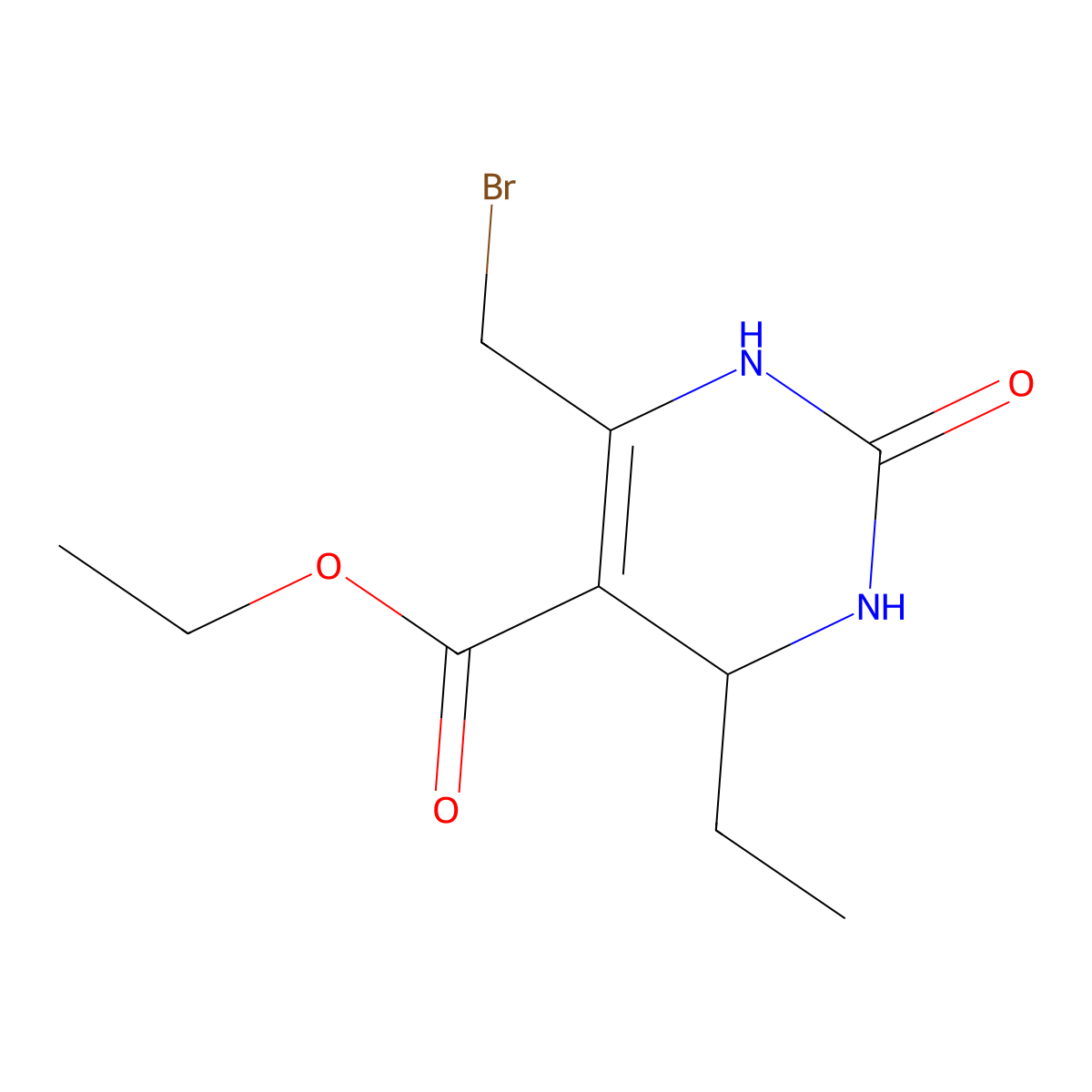 Ethyl 6-(bromomethyl)-4-ethyl-2-oxo-1,2,3,4-tetrahydropyrimidine-5-carboxylate molecular structure, CAS 851169-24-9