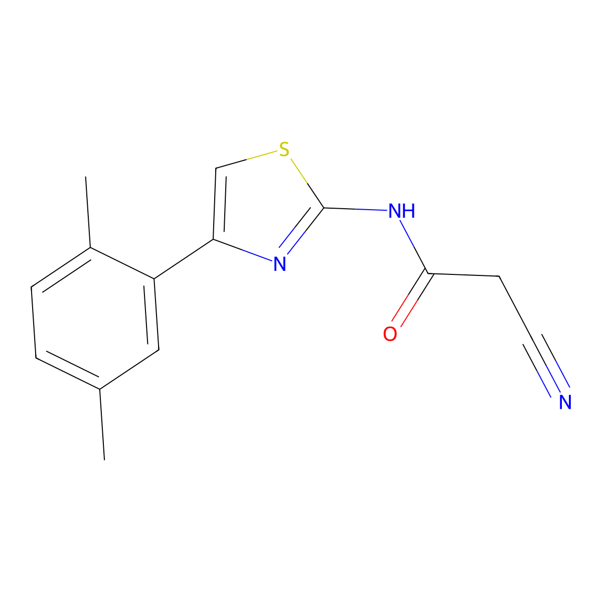 2-cyano-N-[4-(2,5-dimethylphenyl)-1,3-thiazol-2-yl]acetamide molecular structure, CAS 851169-25-0