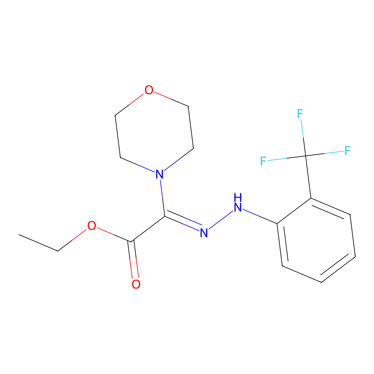 Ethyl 2-(morpholin-4-yl)-2-{2-[2-(trifluoromethyl)phenyl]hydrazin-1-ylidene}acetate molecular structure, CAS 851169-28-3