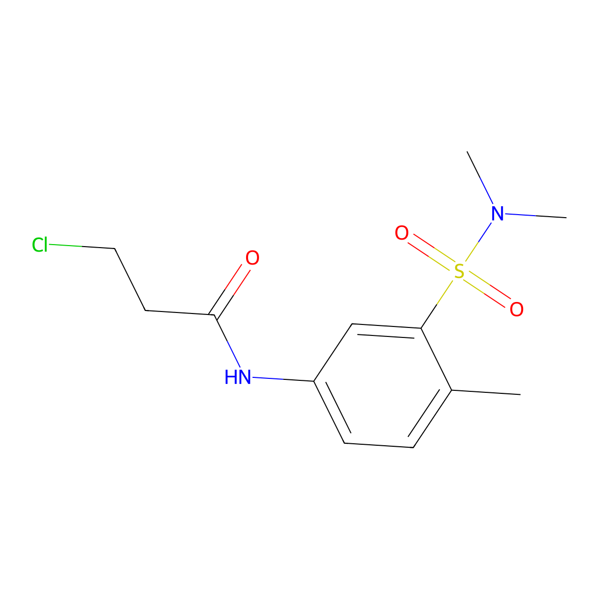 3-chloro-N-[3-(dimethylsulfamoyl)-4-methylphenyl]propanamide molecular structure, CAS 851169-30-7