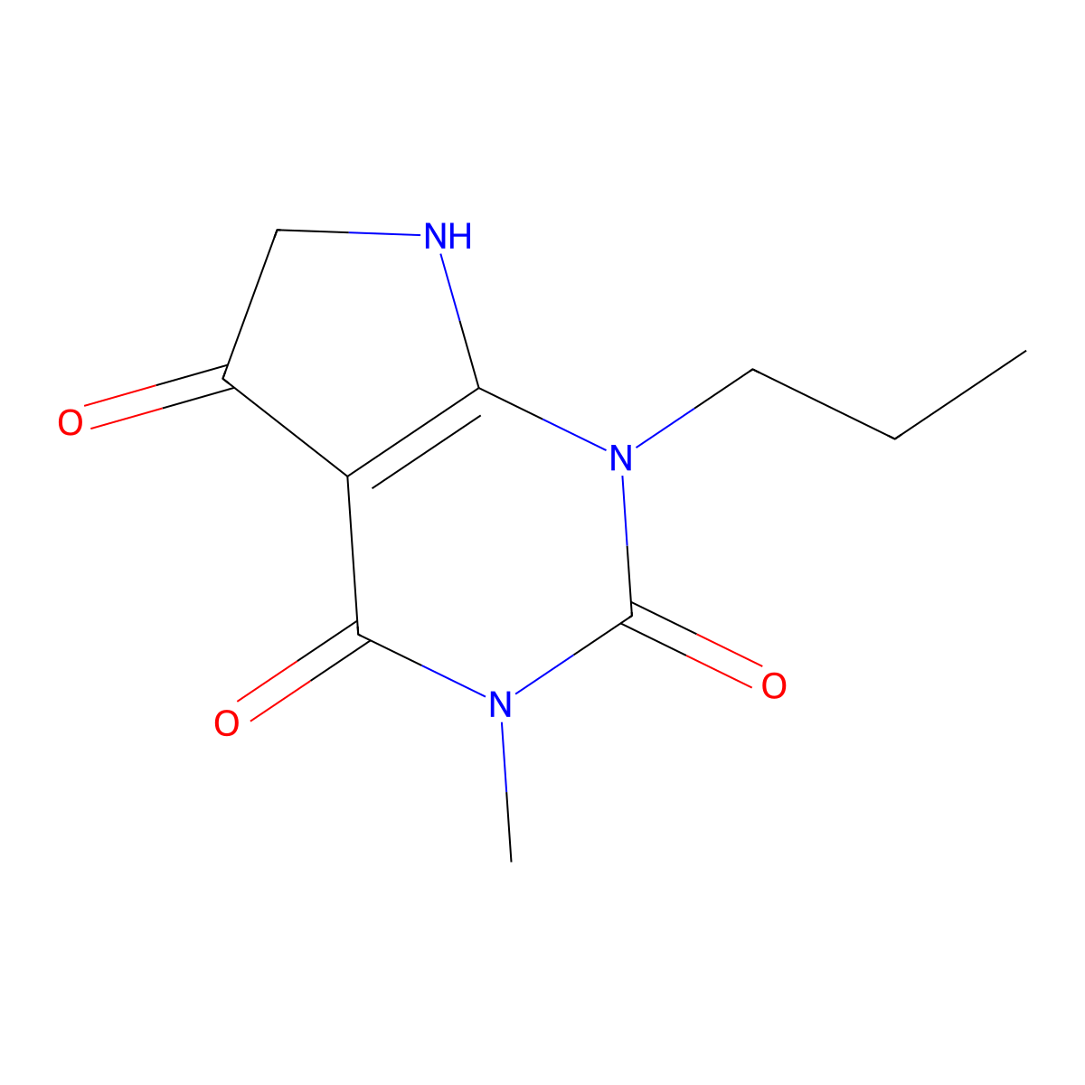 3-methyl-1-propyl-1H,2H,3H,4H,5H,6H,7H-pyrrolo[2,3-d]pyrimidine-2,4,5-trione molecular structure, CAS 851169-34-1