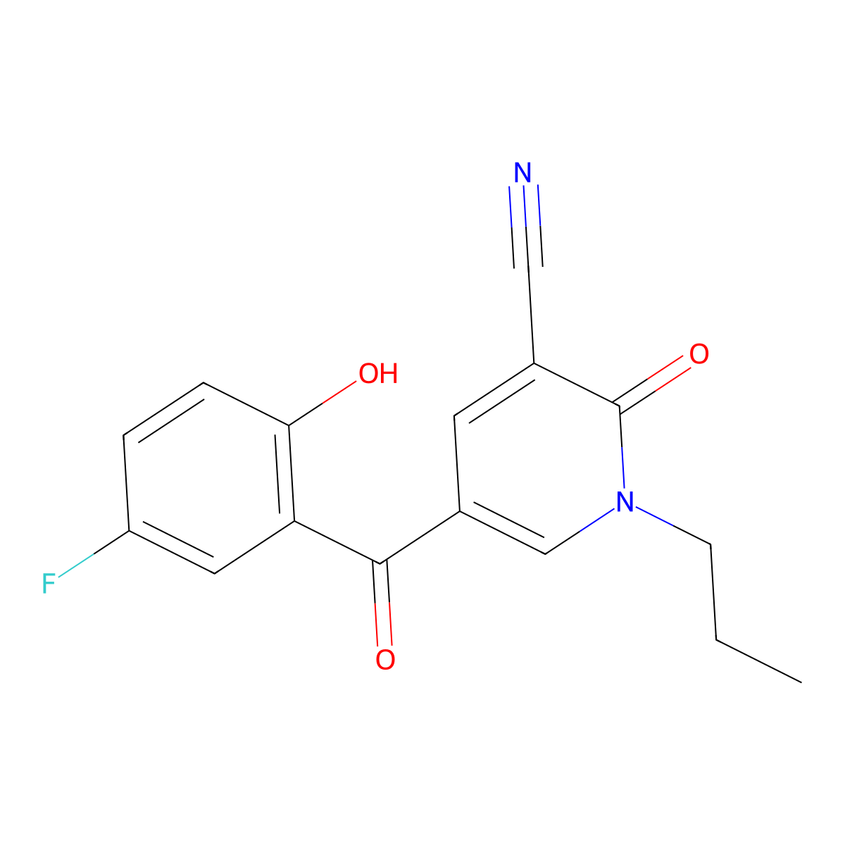 5-(5-Fluoro-2-hydroxybenzoyl)-2-oxo-1-propyl-1,2-dihydropyridine-3-carbonitrile molecular structure, CAS 851169-37-4