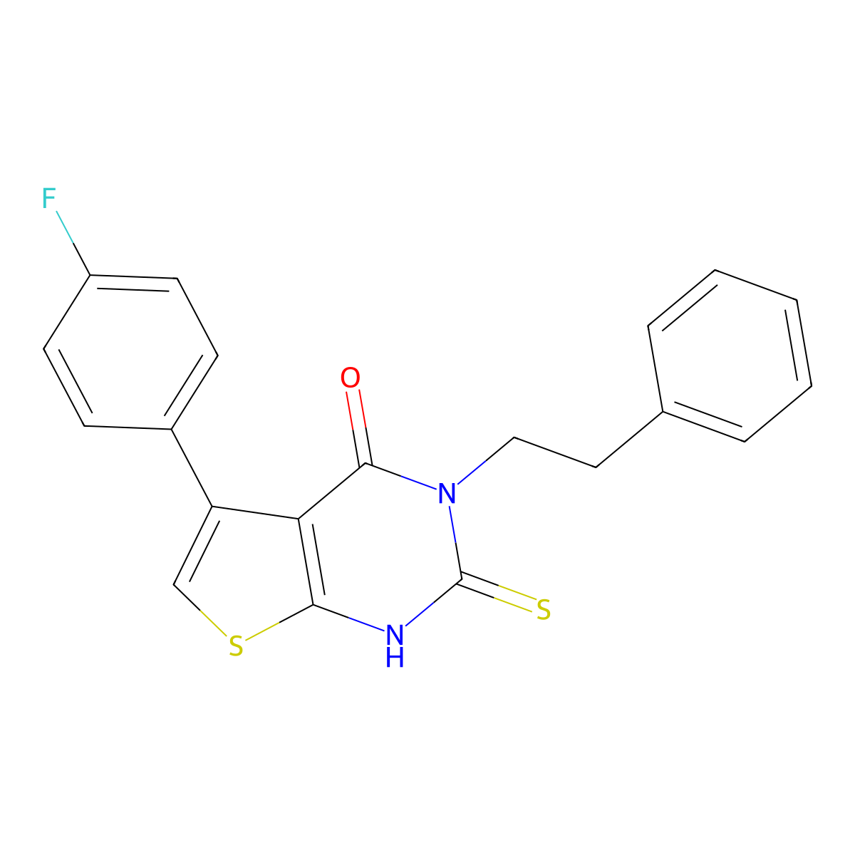 5-(4-fluorophenyl)-3-(2-phenylethyl)-2-sulfanyl-3H,4H-thieno[2,3-d]pyrimidin-4-one molecular structure, CAS 851169-52-3