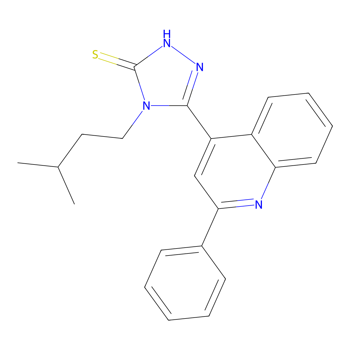 4-(3-methylbutyl)-5-(2-phenylquinolin-4-yl)-4H-1,2,4-triazole-3-thiol molecular structure, CAS 851169-54-5