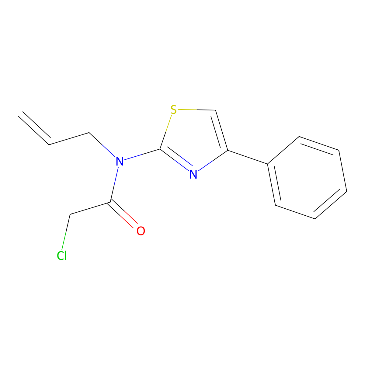 2-chloro-N-(4-phenyl-1,3-thiazol-2-yl)-N-(prop-2-en-1-yl)acetamide molecular structure, CAS 851169-63-6