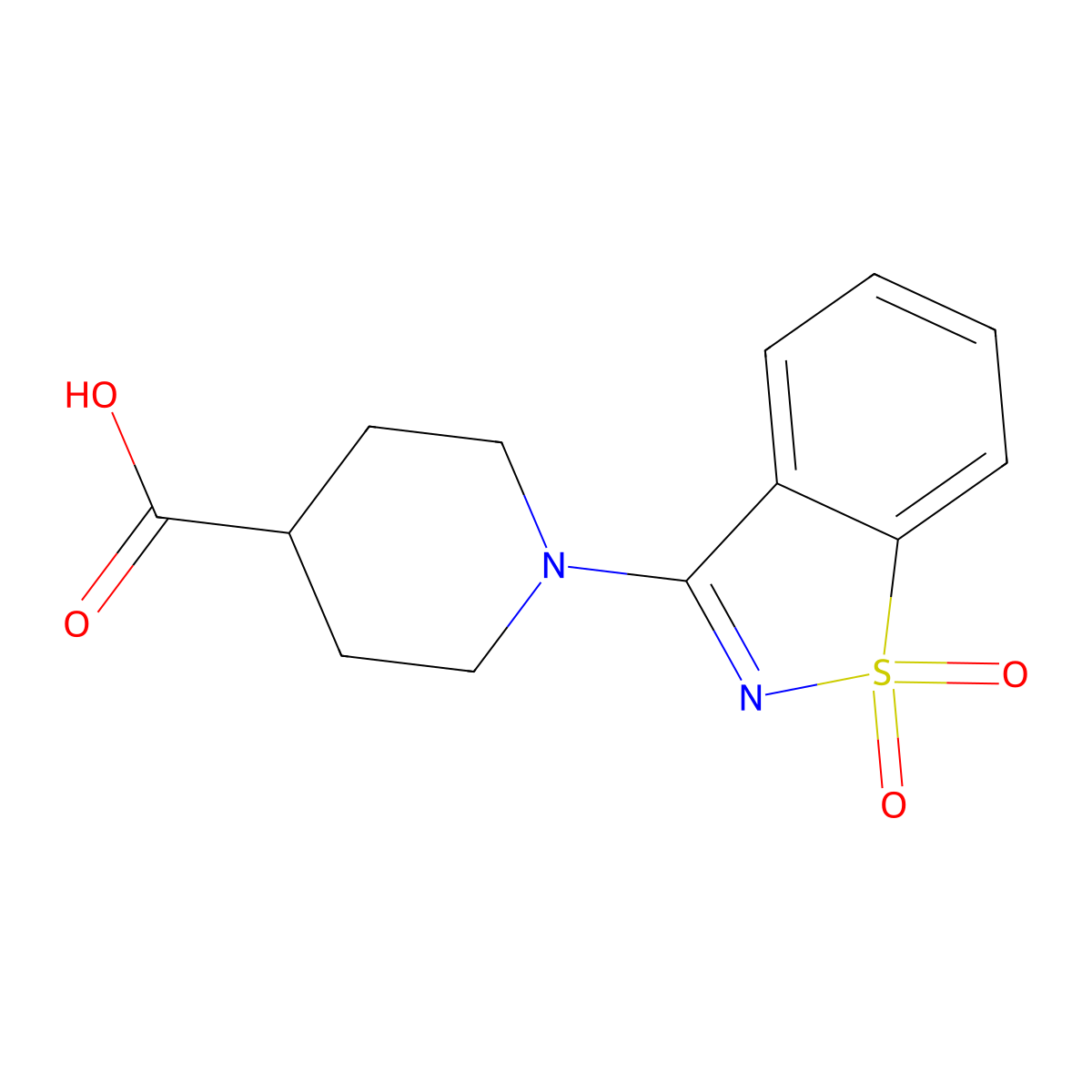 1-(1,1-Dioxo-1,2-benzothiazol-3-yl)piperidine-4-carboxylic acid molecular structure, CAS 851170-85-9