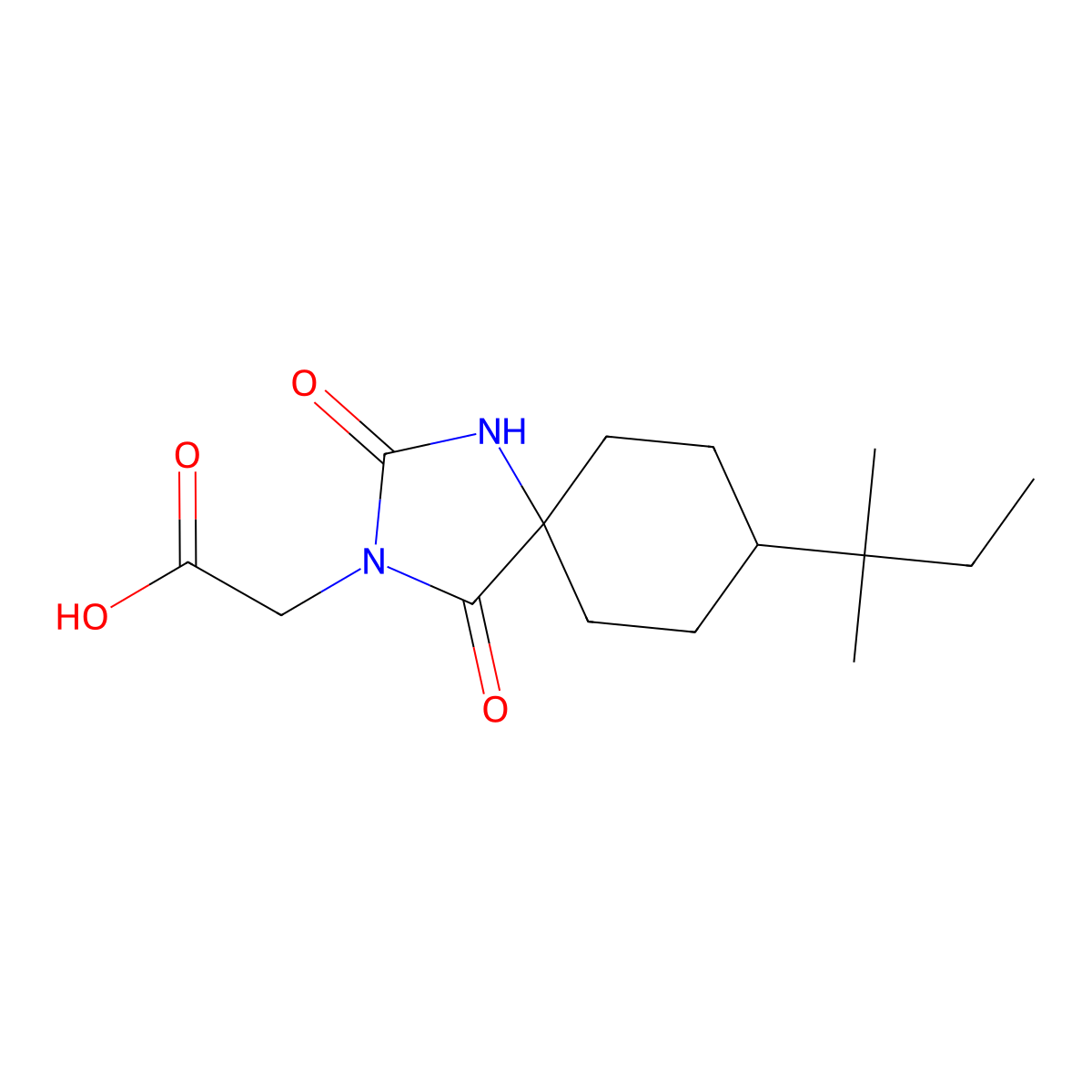 2-[8-(2-methylbutan-2-yl)-2,4-dioxo-1,3-diazaspiro[4.5]decan-3-yl]acetic Acid molecular structure, CAS 851170-86-0