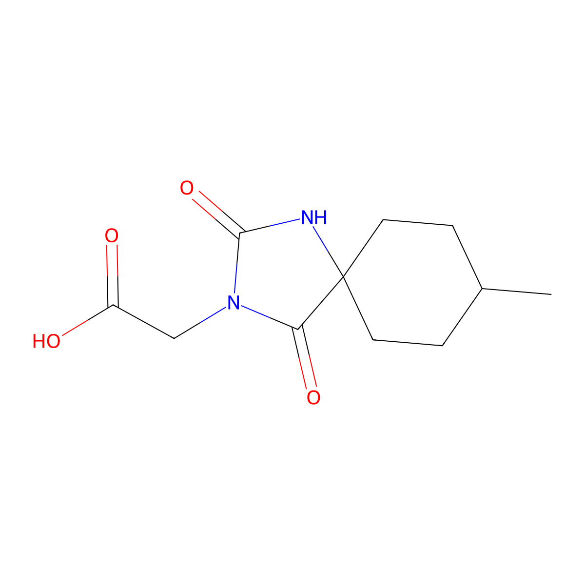 2-{8-Methyl-2,4-dioxo-1,3-diazaspiro[4.5]decan-3-yl}acetic acid molecular structure, CAS 851170-87-1