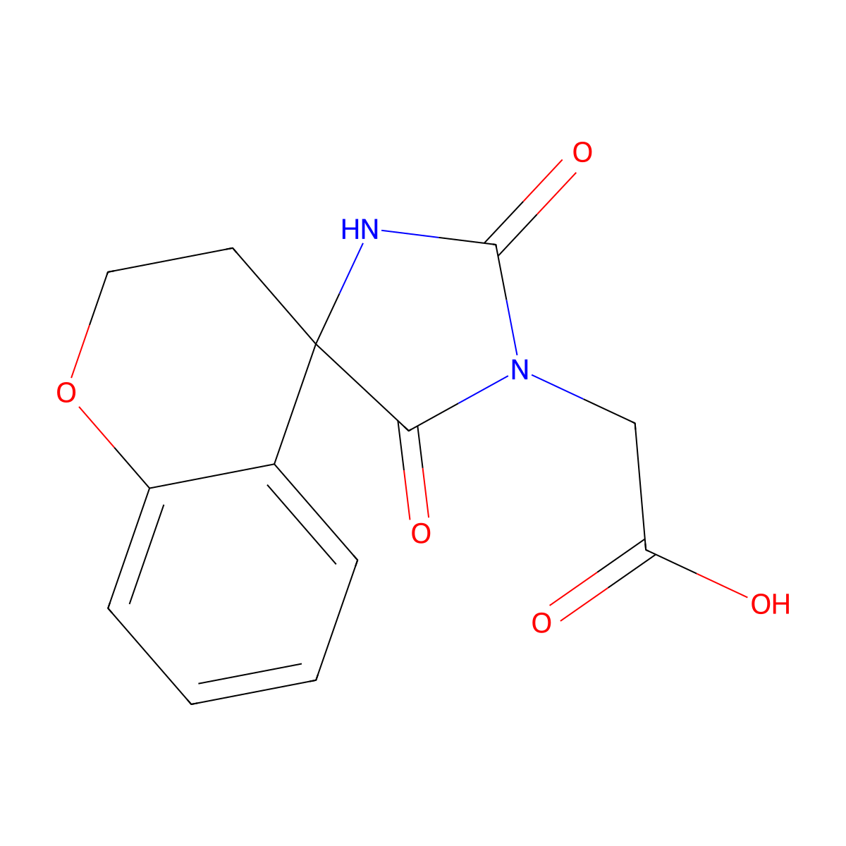 2-{2',5'-Dioxo-2,3-dihydrospiro[1-benzopyran-4,4'-imidazolidine]-1'-yl}acetic acid molecular structure, CAS 851170-89-3