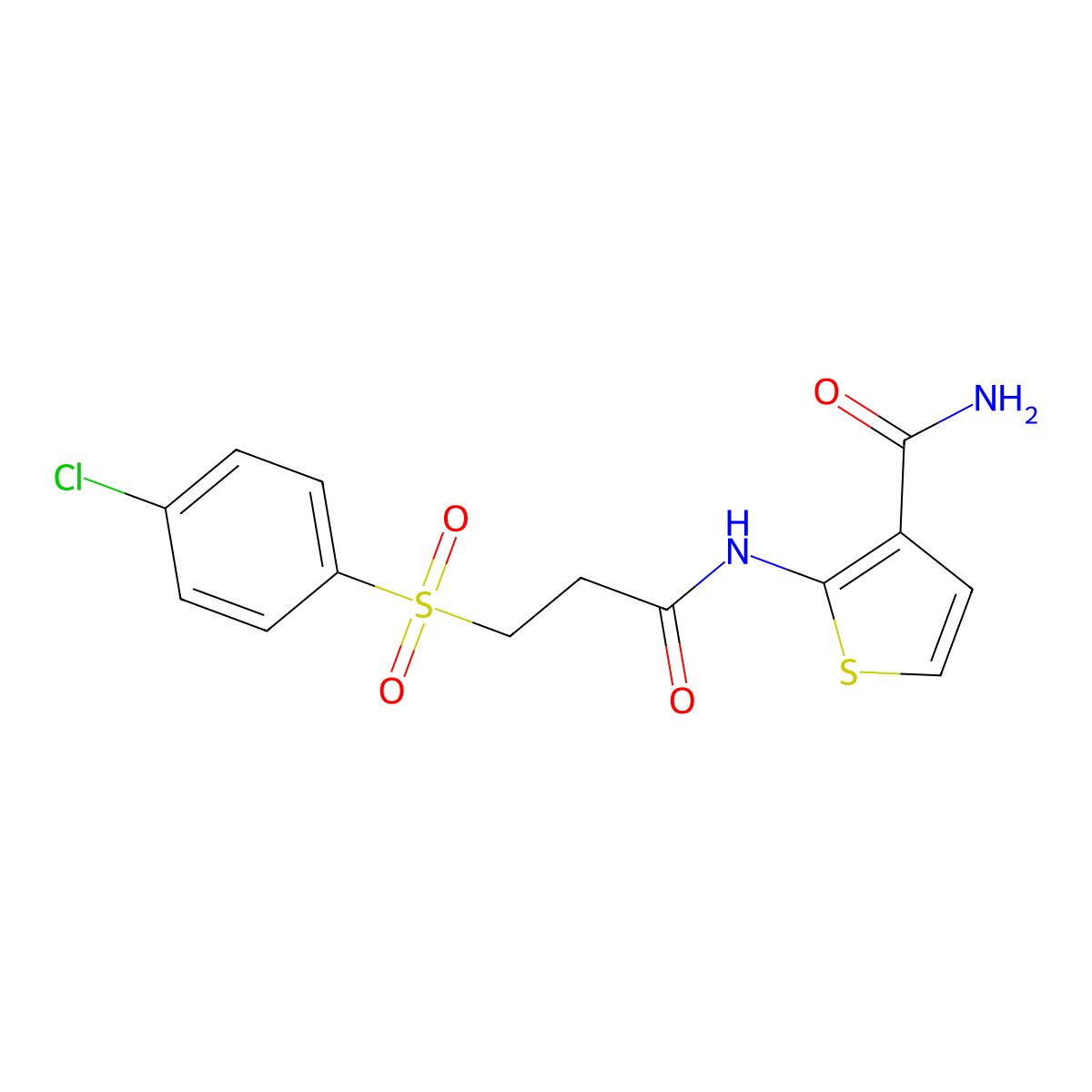 2-[3-(4-Chlorobenzenesulfonyl)propanamido]thiophene-3-carboxamide molecular structure, CAS 851174-34-0