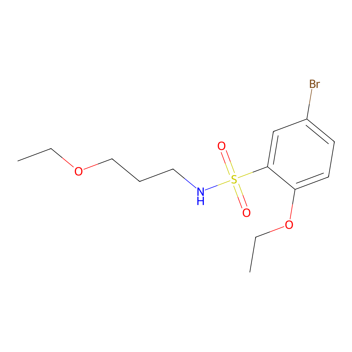 5-bromo-2-ethoxy-N-(3-ethoxypropyl)benzenesulfonamide molecular structure, CAS 851175-58-1