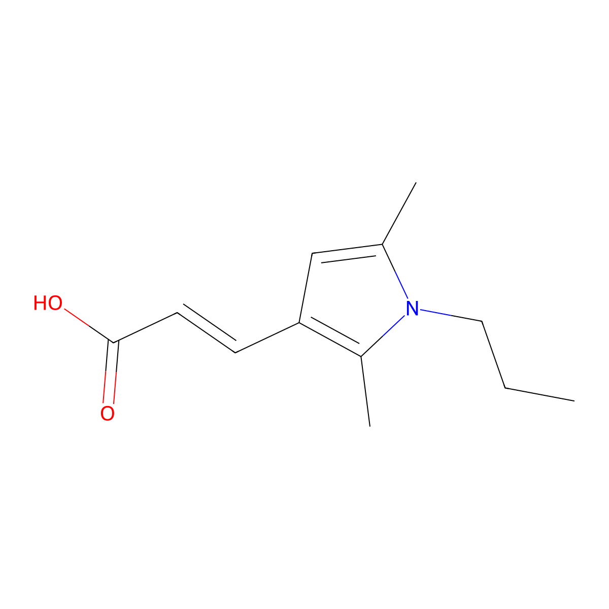3-(2,5-dimethyl-1-propyl-1H-pyrrol-3-yl)prop-2-enoic acid molecular structure, CAS 851175-84-3