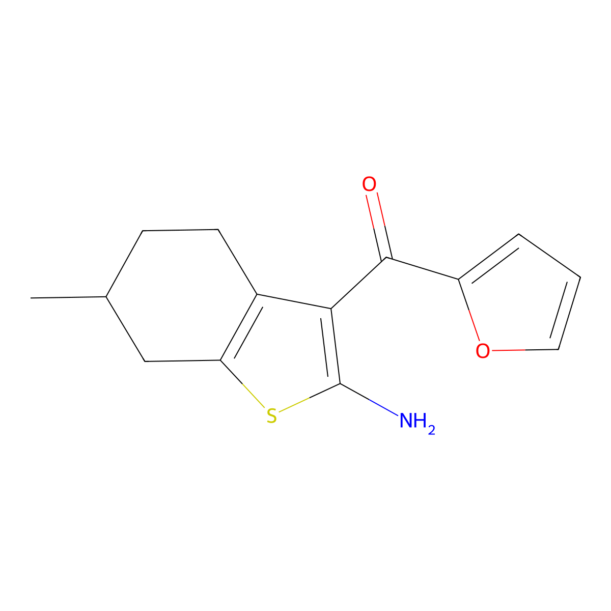 3-(Furan-2-carbonyl)-6-methyl-4,5,6,7-tetrahydro-1-benzothiophen-2-amine molecular structure, CAS 851175-88-7
