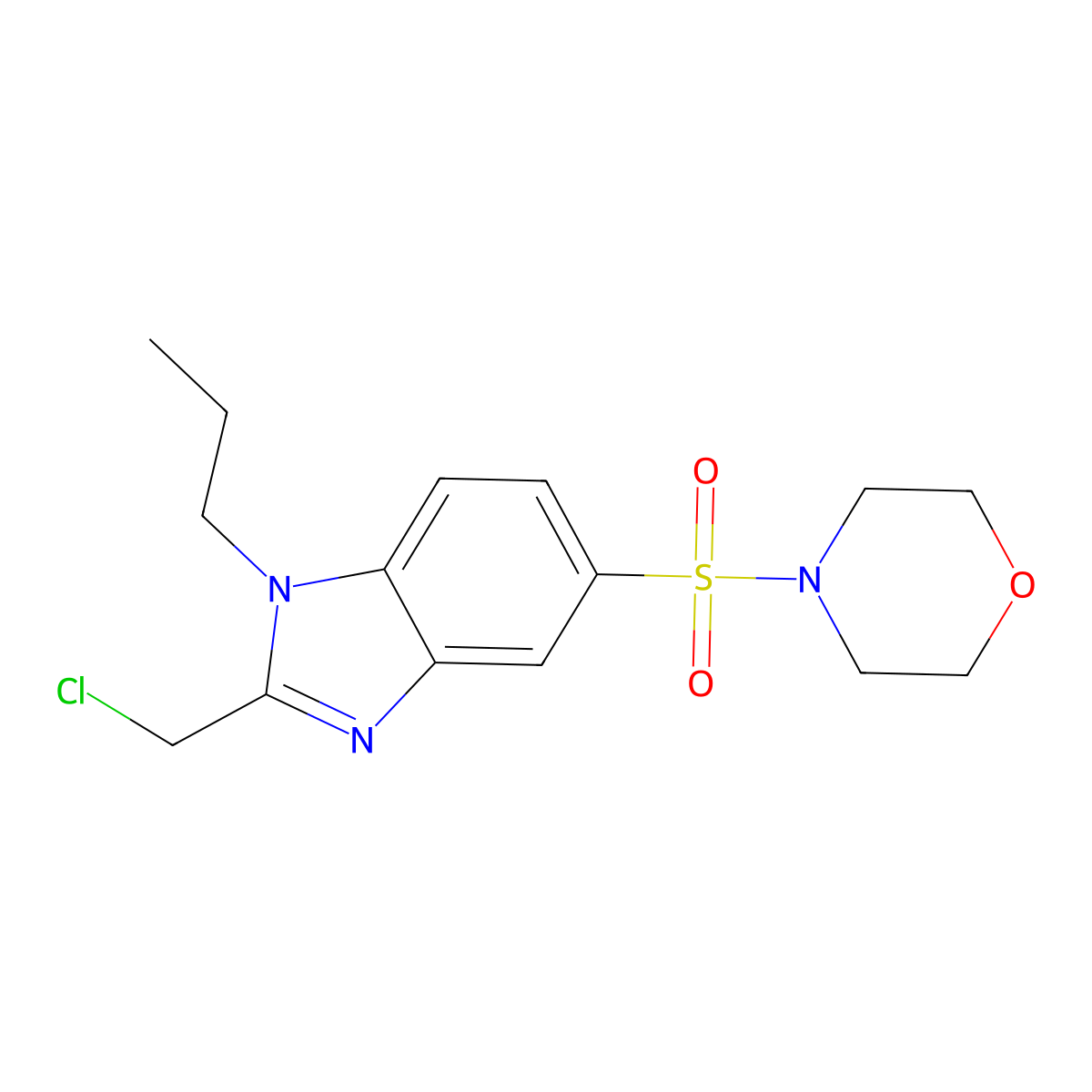 2-(Chloromethyl)-5-(4-morpholinylsulfonyl)-1-propyl-1H-benzimidazole molecular structure, CAS 851175-90-1