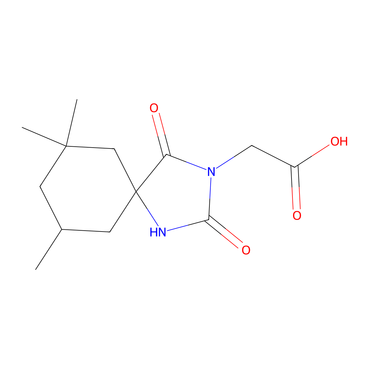 2-{7,7,9-Trimethyl-2,4-dioxo-1,3-diazaspiro[4.5]decan-3-yl}acetic acid molecular structure, CAS 851175-93-4