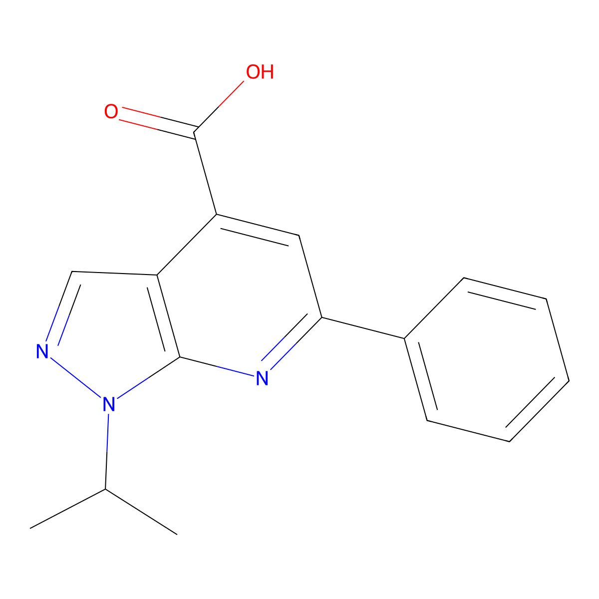 6-phenyl-1-(propan-2-yl)-1H-pyrazolo[3,4-b]pyridine-4-carboxylic acid molecular structure, CAS 851175-95-6