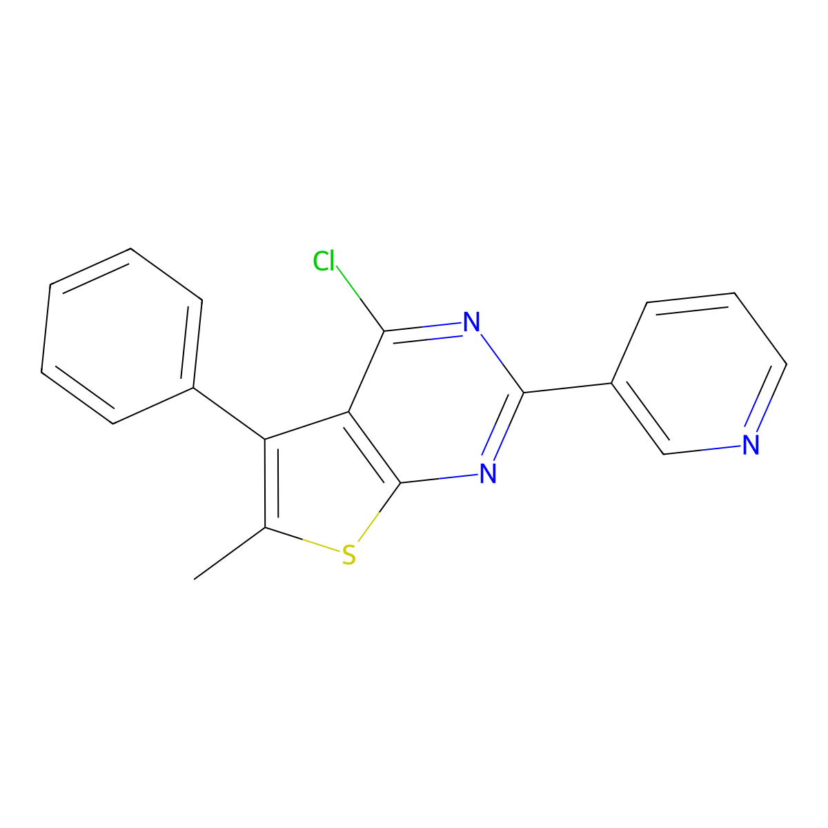 3-{4-Chloro-6-methyl-5-phenylthieno[2,3-d]pyrimidin-2-yl}pyridine molecular structure, CAS 851176-00-6