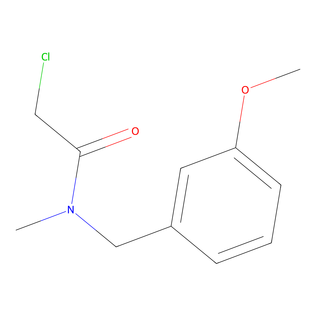 2-chloro-N-((3-methoxyphenyl)methyl)-N-methylacetamide molecular structure, CAS 851176-40-4