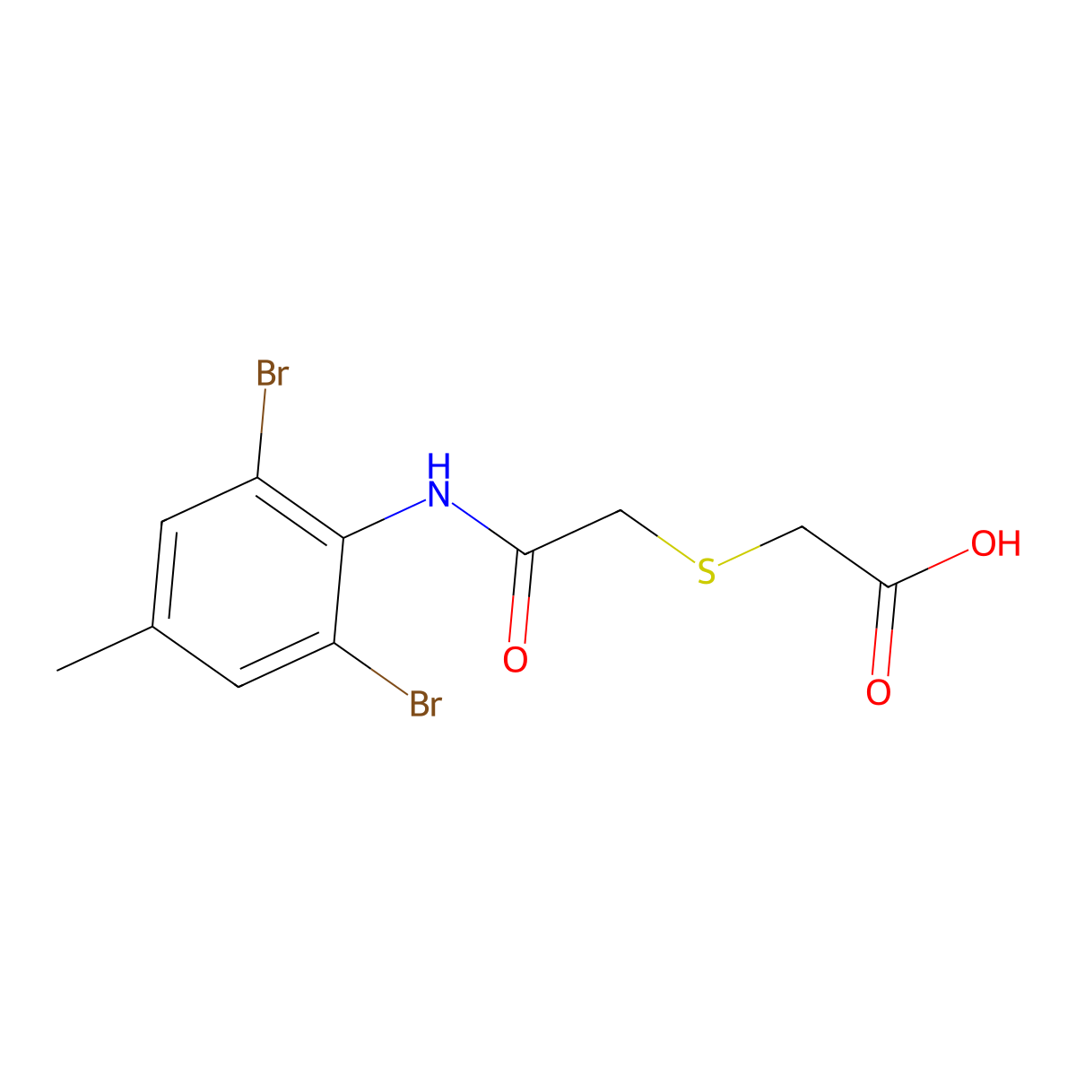 2-({[(2,6-Dibromo-4-methylphenyl)carbamoyl]methyl}sulfanyl)acetic acid molecular structure, CAS 851176-62-0
