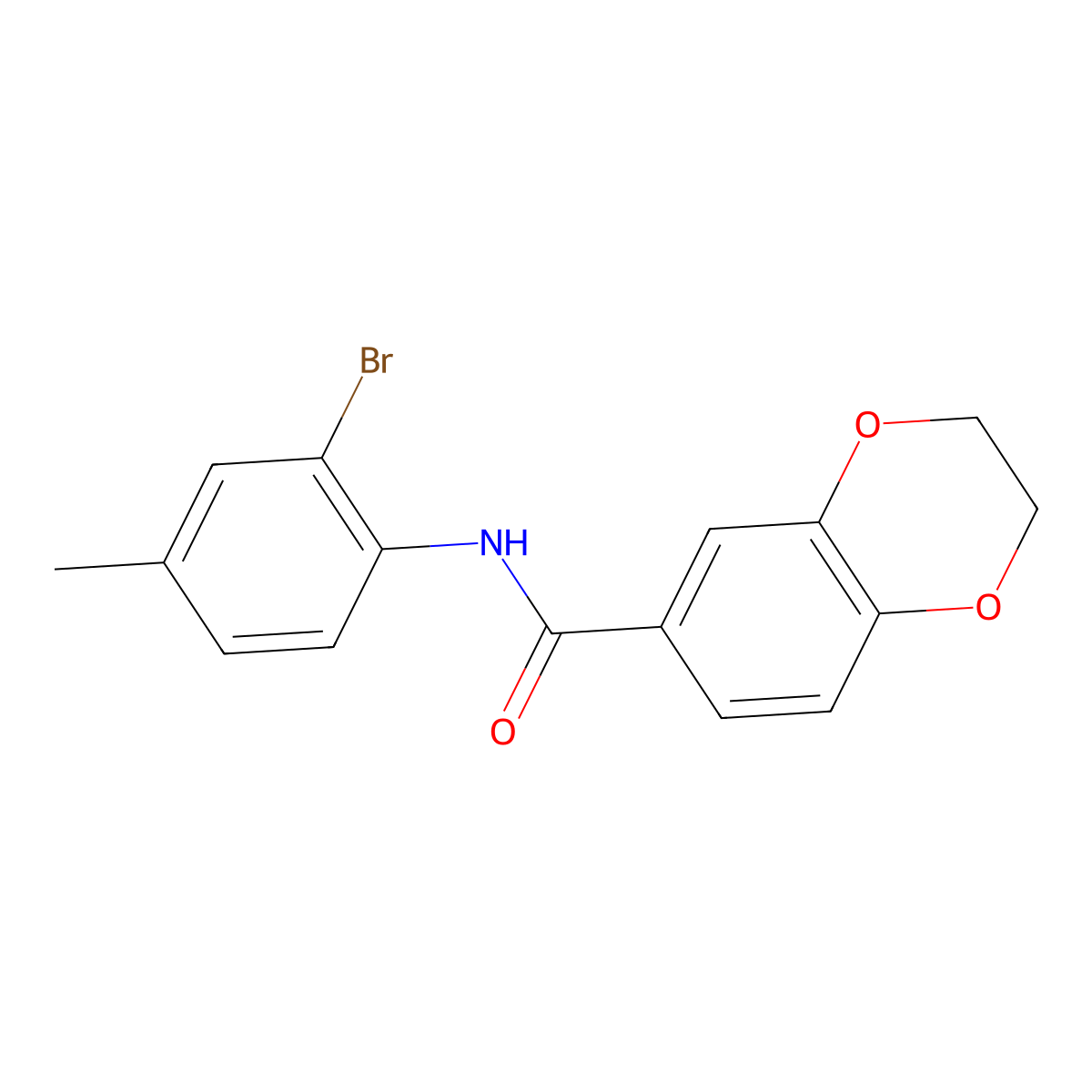 N-(2-bromo-4-methylphenyl)-2,3-dihydro-1,4-benzodioxine-6-carboxamide molecular structure, CAS 851186-05-5