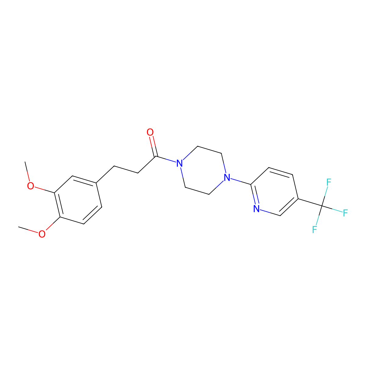 3-(3,4-Dimethoxyphenyl)-1-{4-[5-(trifluoromethyl)pyridin-2-yl]piperazin-1-yl}propan-1-one molecular structure, CAS 851186-67-9