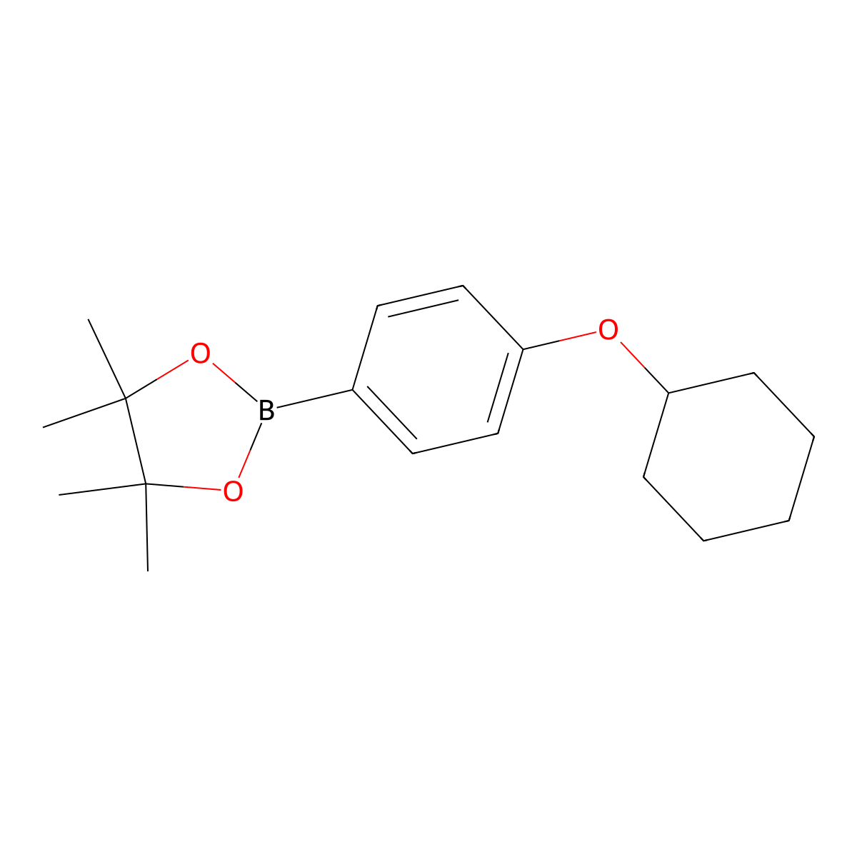 2-(4-(Cyclohexyloxy)phenyl)-4,4,5,5-tetramethyl-1,3,2-dioxaborolane molecular structure, CAS 851199-64-9