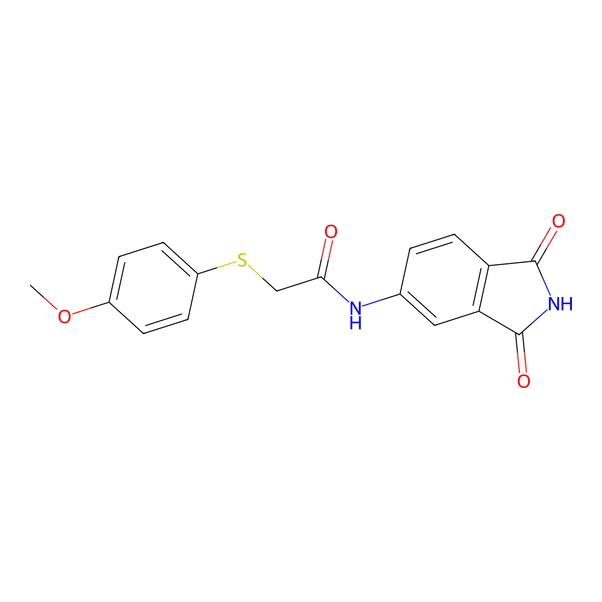 N-(1,3-dioxoisoindolin-5-yl)-2-((4-methoxyphenyl)thio)acetamide molecular structure, CAS 851200-34-5