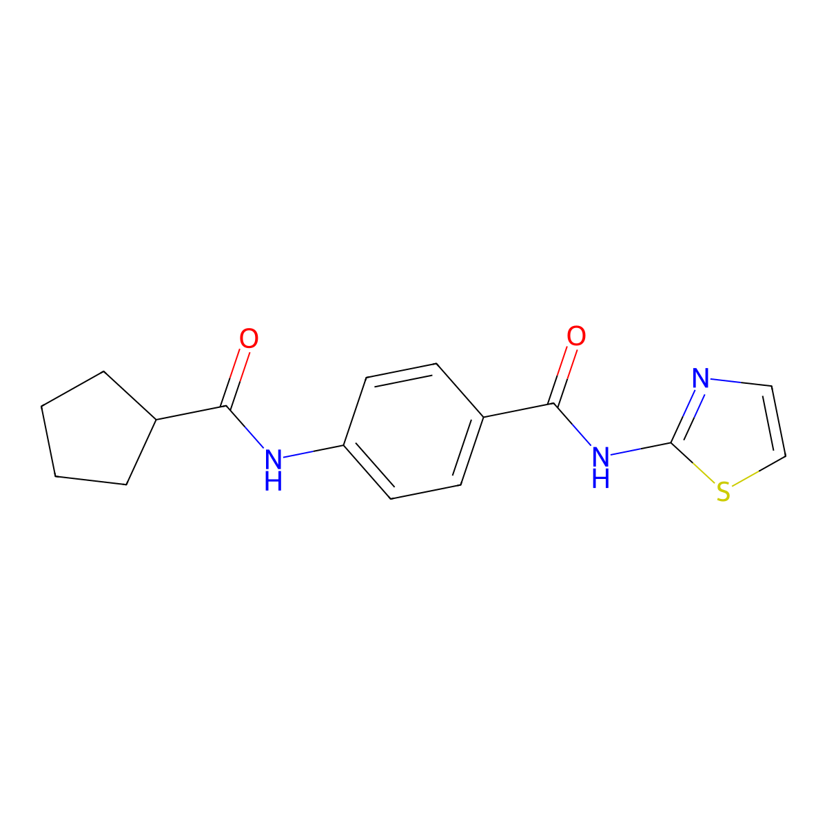 4-(Cyclopentanecarbonyl-amino)-n-thiazol-2-yl-benzamide molecular structure, CAS 851201-36-0