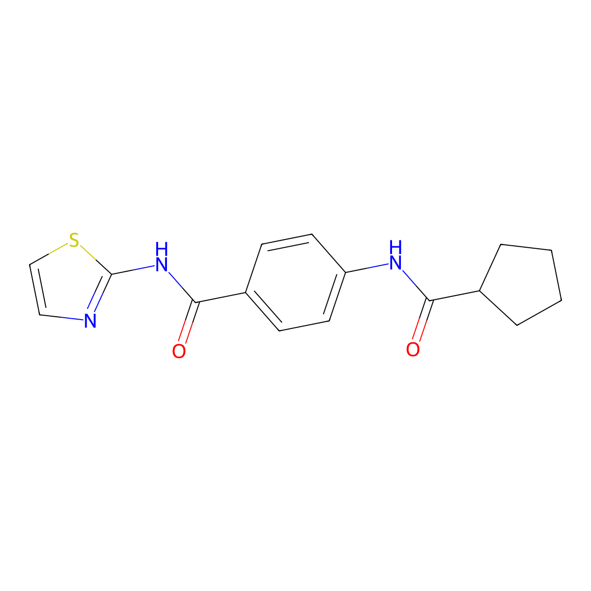 4-(Cyclopentanecarbonyl-amino)-n-thiazol-2-yl-benzamide molecular structure, CAS 851201-36-0