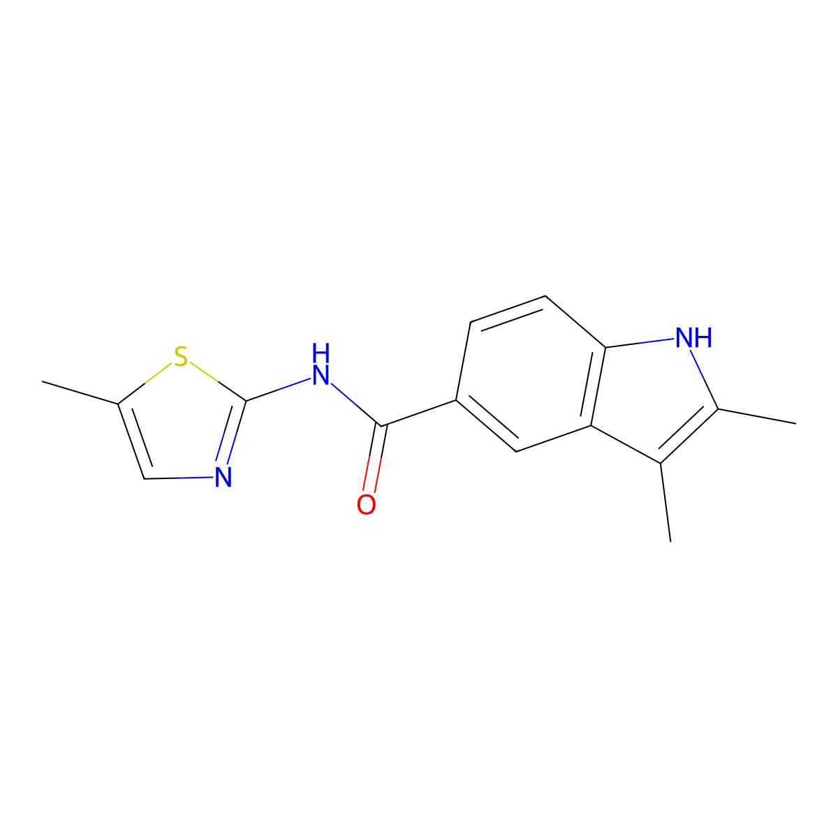 2,3-dimethyl-N-(5-methyl-1,3-thiazol-2-yl)-1H-indole-5-carboxamide molecular structure, CAS 851203-31-1