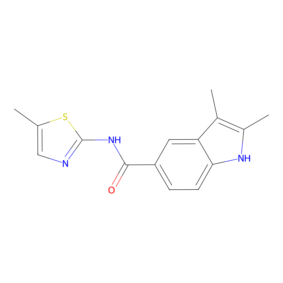 2,3-dimethyl-N-(5-methyl-1,3-thiazol-2-yl)-1H-indole-5-carboxamide molecular structure, CAS 851203-31-1