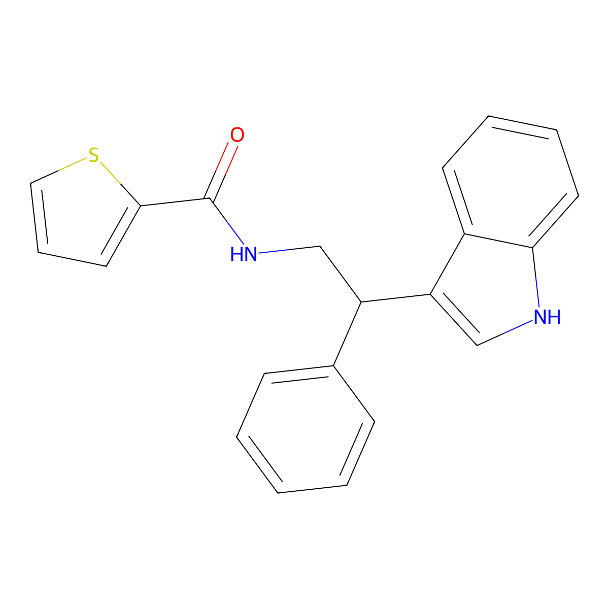 N-[2-(1H-indol-3-yl)-2-phenylethyl]thiophene-2-carboxamide molecular structure, CAS 851205-34-0