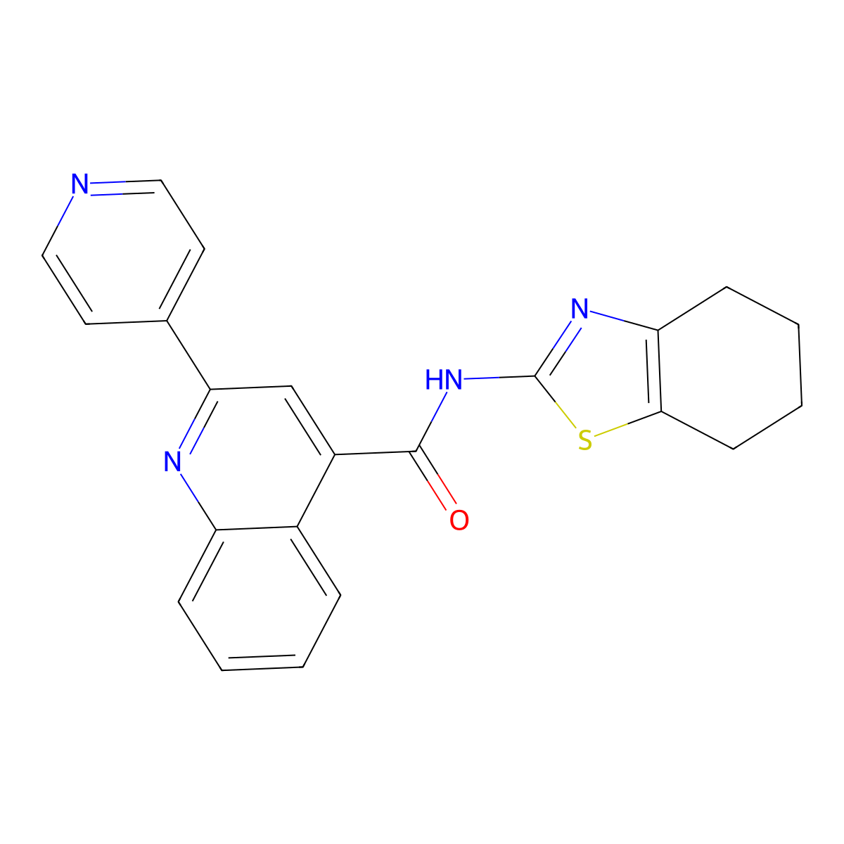 2-(Pyridin-4-yl)-N-(4,5,6,7-tetrahydrobenzo[d]thiazol-2-yl)quinoline-4-carboxamide molecular structure, CAS 851206-31-0