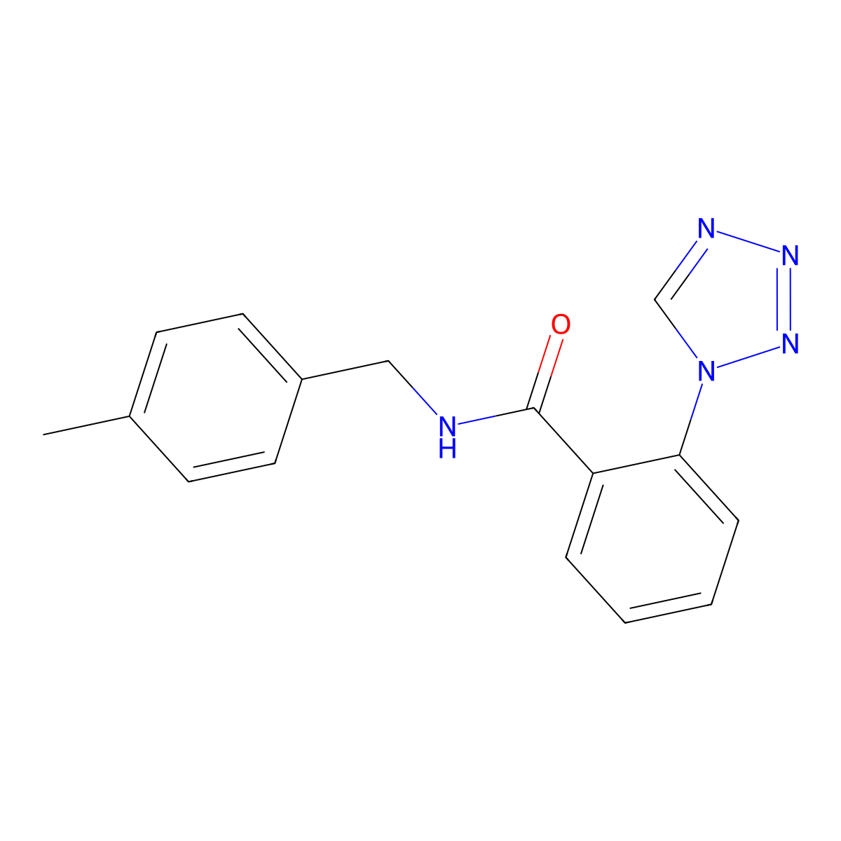 N-[(4-methylphenyl)methyl]-2-(tetrazol-1-yl)benzamide molecular structure, CAS 851206-33-2