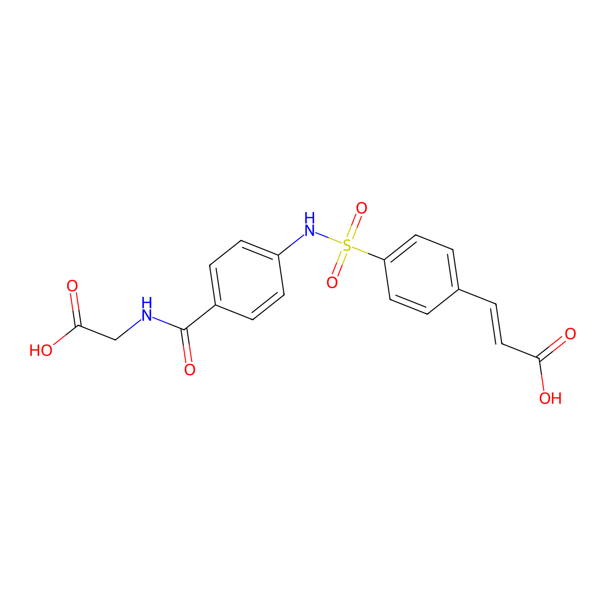 (2E)-3-[4-({4-[(Carboxymethyl)carbamoyl]phenyl}sulfamoyl)phenyl]prop-2-enoic acid molecular structure, CAS 851207-45-9