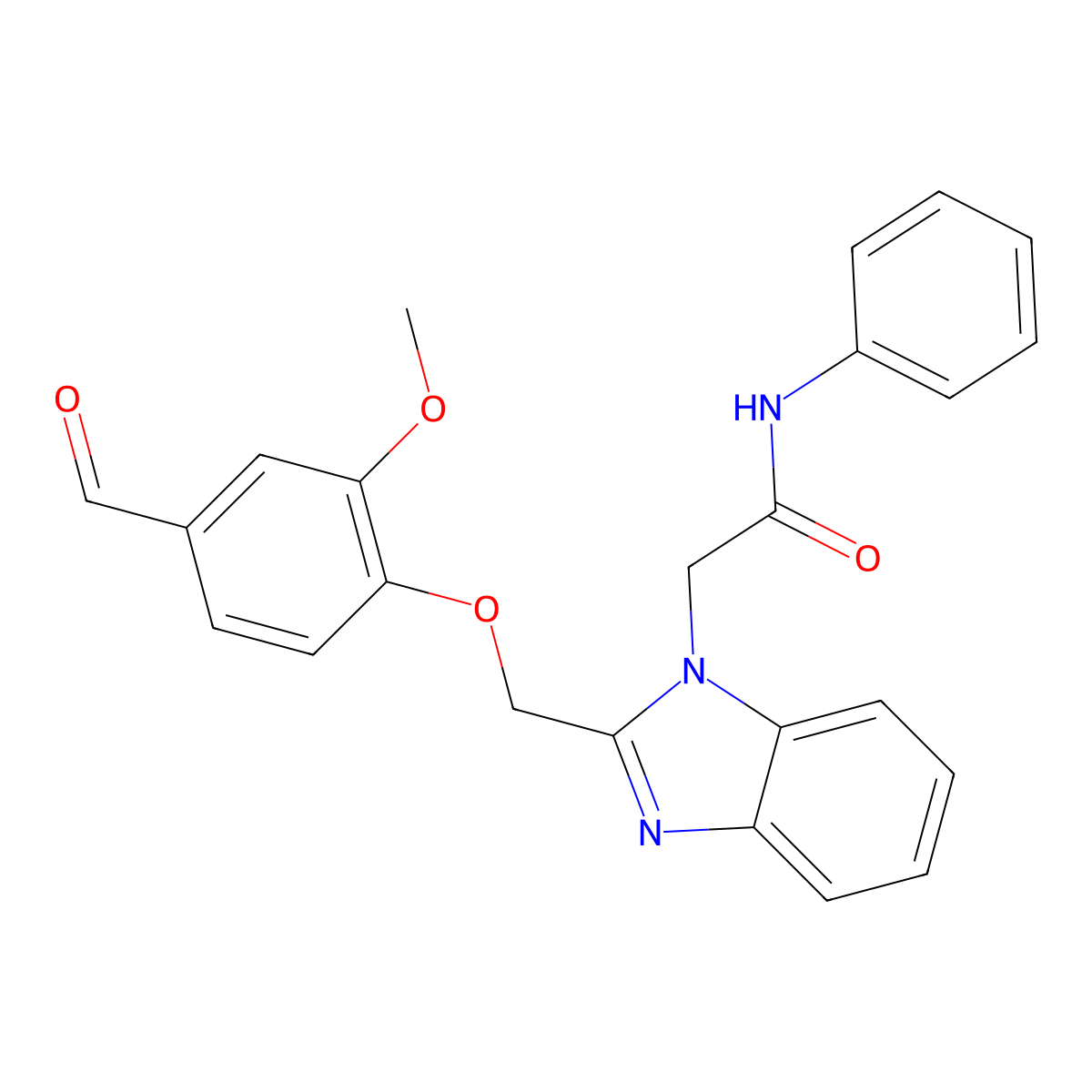 2-[2-[(4-formyl-2-methoxyphenoxy)methyl]benzimidazol-1-yl]-N-phenylacetamide molecular structure, CAS 851207-68-6