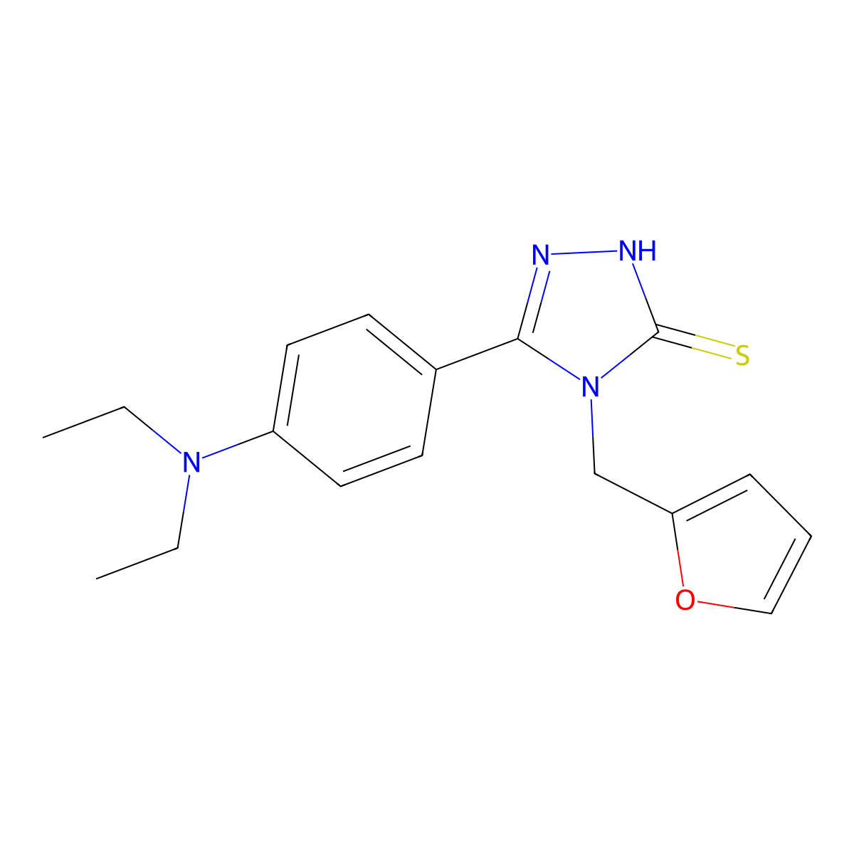5-[4-(diethylamino)phenyl]-4-(furan-2-ylmethyl)-4H-1,2,4-triazole-3-thiol molecular structure, CAS 851207-78-8