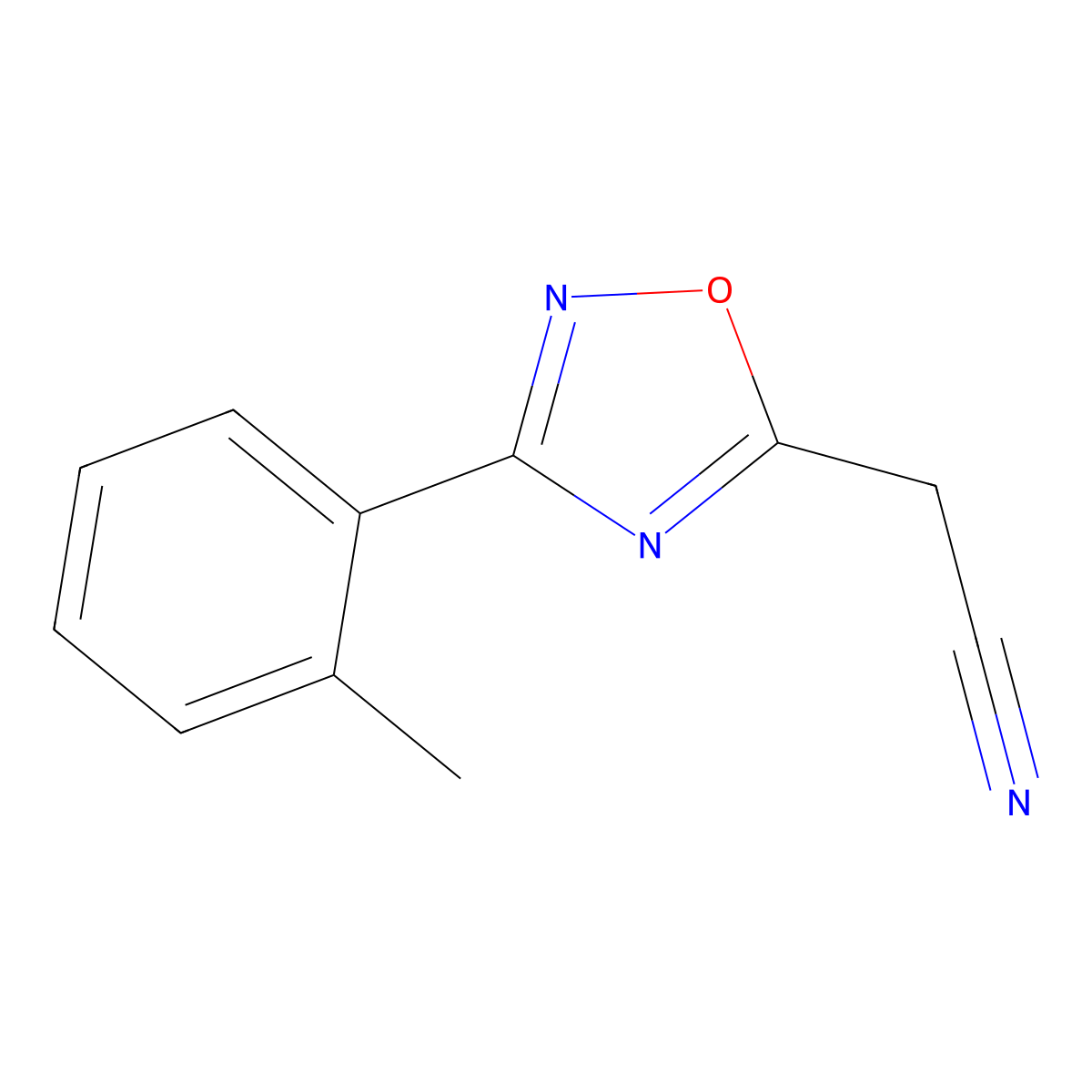 2-(3-(2-Methylphenyl)-1,2,4-oxadiazol-5-yl)acetonitrile molecular structure, CAS 851208-00-9