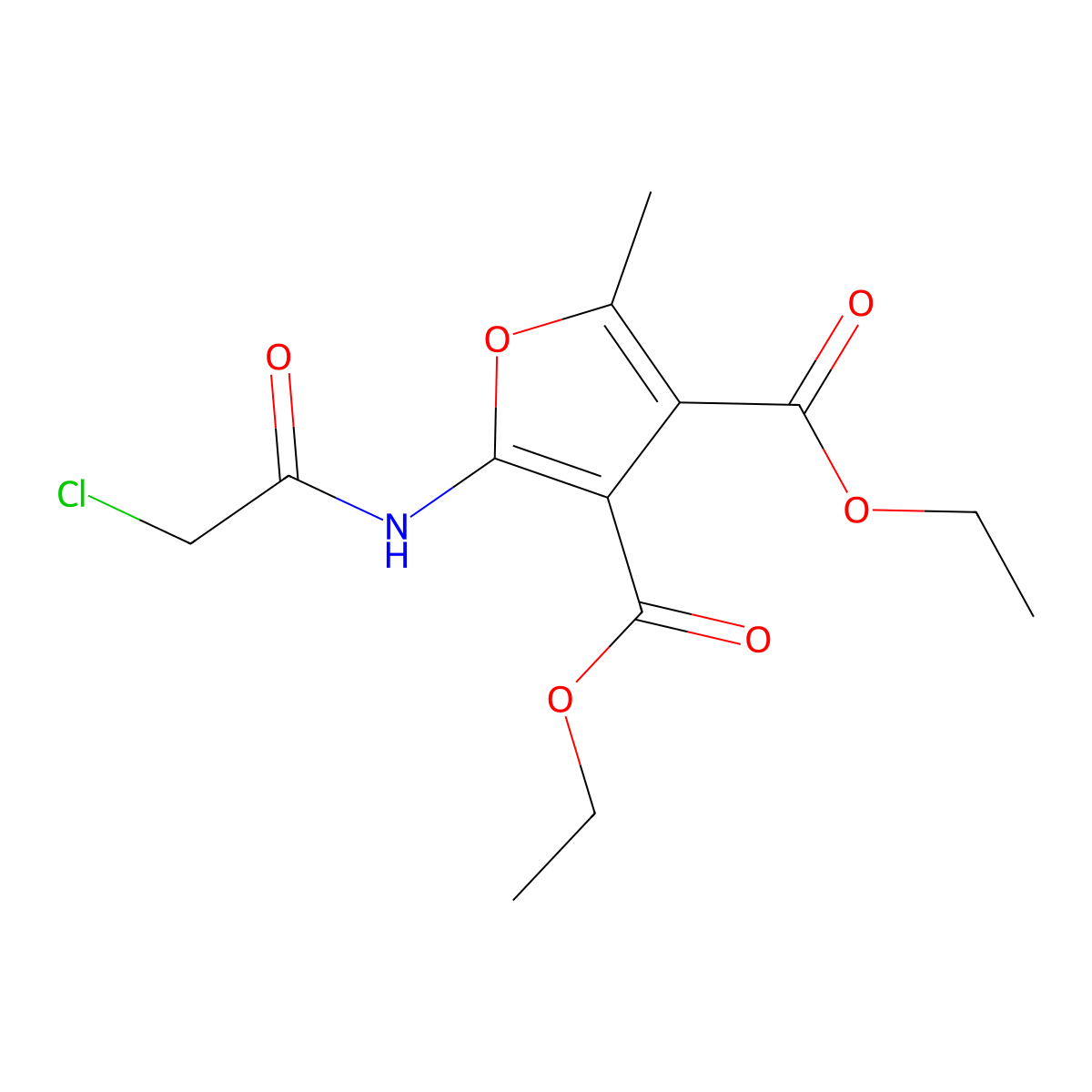 3,4-Diethyl 2-(2-chloroacetamido)-5-methylfuran-3,4-dicarboxylate molecular structure, CAS 851208-03-2
