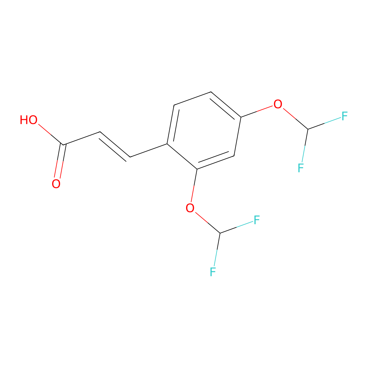 3-[2,4-bis(difluoromethoxy)phenyl]prop-2-enoic Acid molecular structure, CAS 851208-05-4