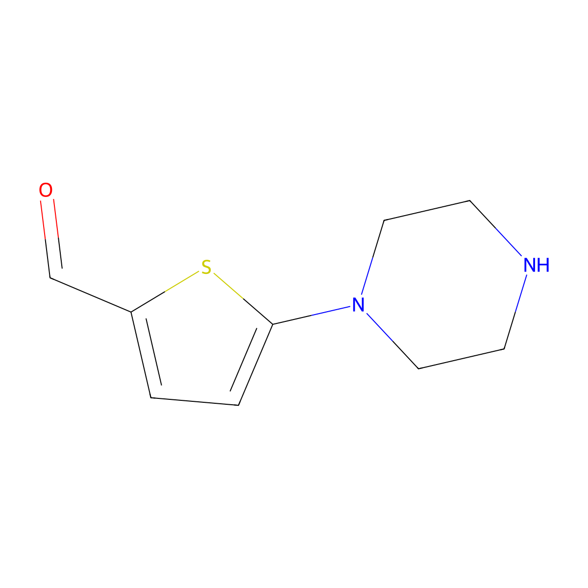 5-(Piperazin-1-yl)thiophene-2-carbaldehyde molecular structure, CAS 851208-08-7