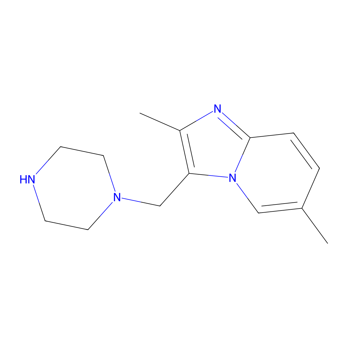 1-({2,6-Dimethylimidazo[1,2-a]pyridin-3-yl}methyl)piperazine molecular structure, CAS 851208-09-8