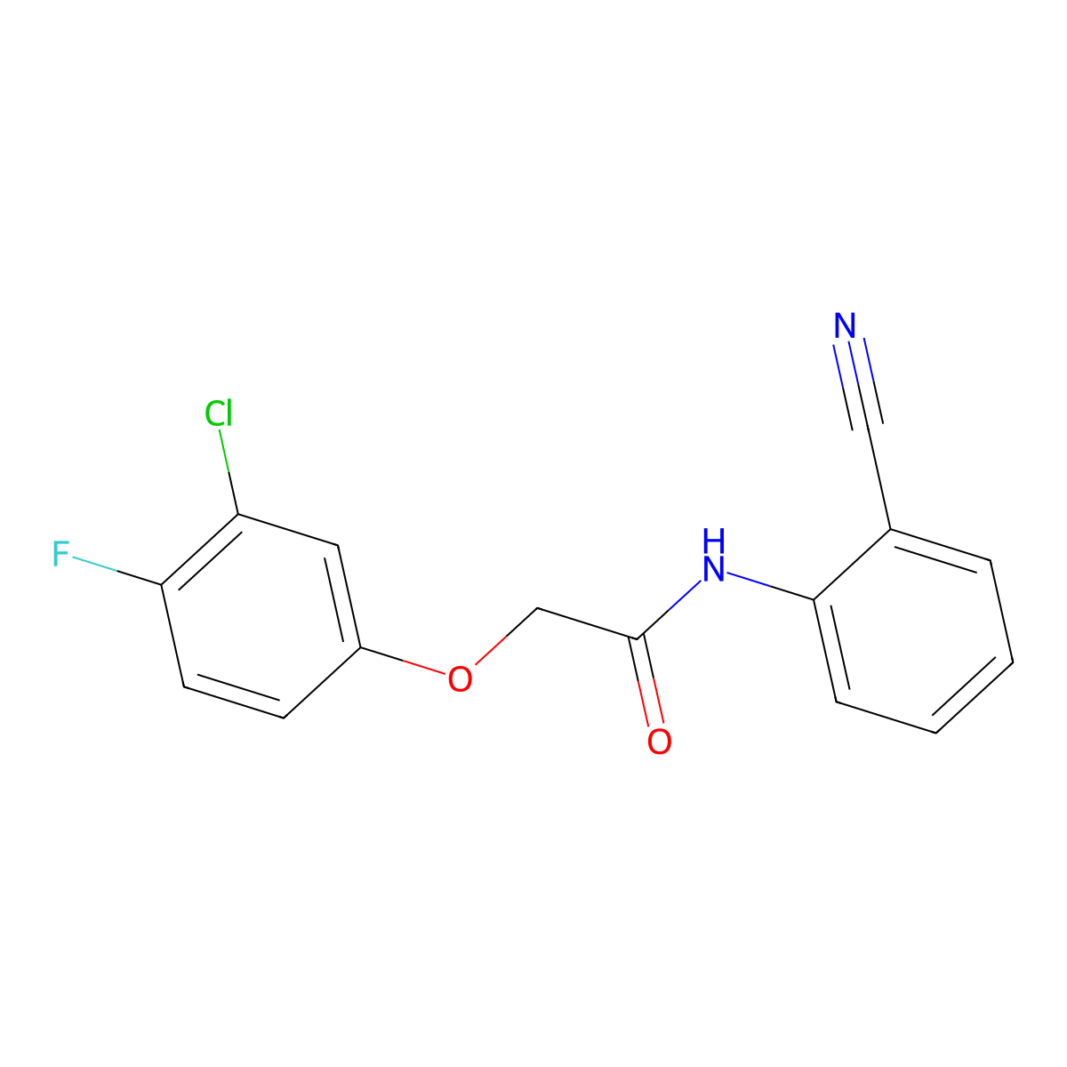 2-(3-chloro-4-fluorophenoxy)-N-(2-cyanophenyl)acetamide molecular structure, CAS 851209-01-3