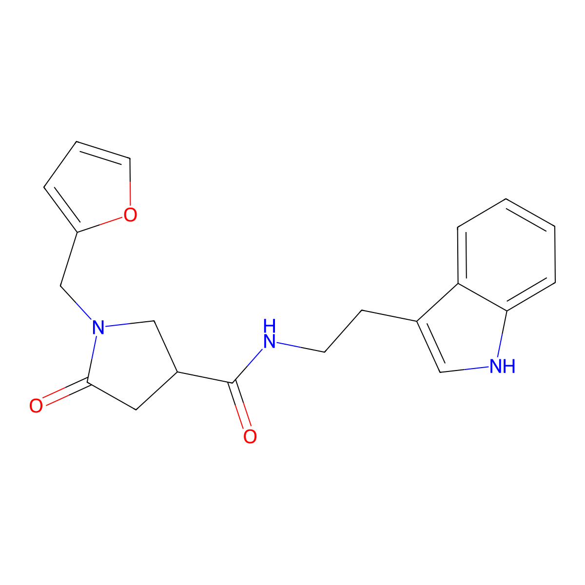 1-(furan-2-ylmethyl)-N-[2-(1H-indol-3-yl)ethyl]-5-oxopyrrolidine-3-carboxamide molecular structure, CAS 851209-70-6