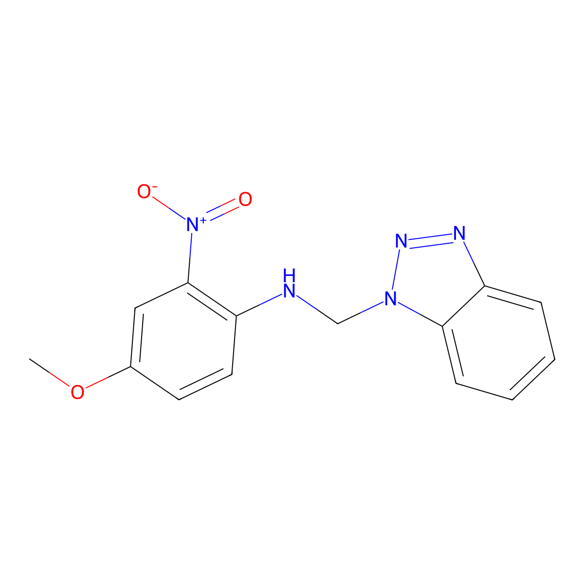 N-(benzotriazol-1-ylmethyl)-4-methoxy-2-nitroaniline molecular structure, CAS 85122-54-9